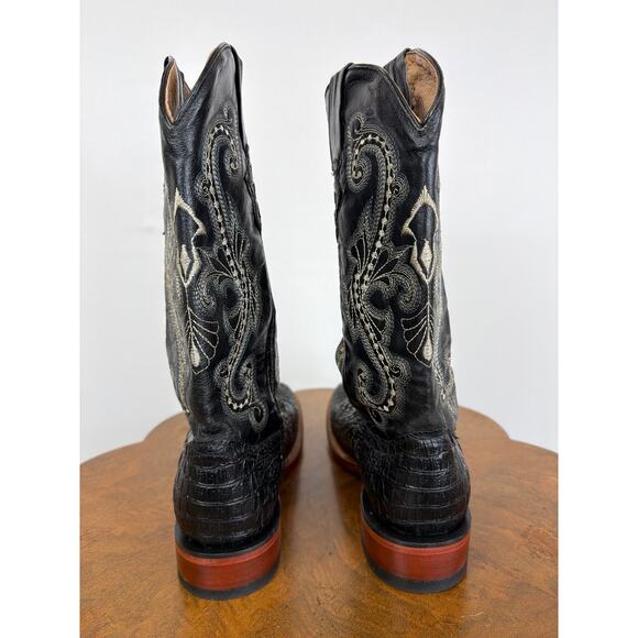 Ferrini Black Embossed Crocodile Western Boots Men’s 8.5D Ivory Stitching Mexico main image 6